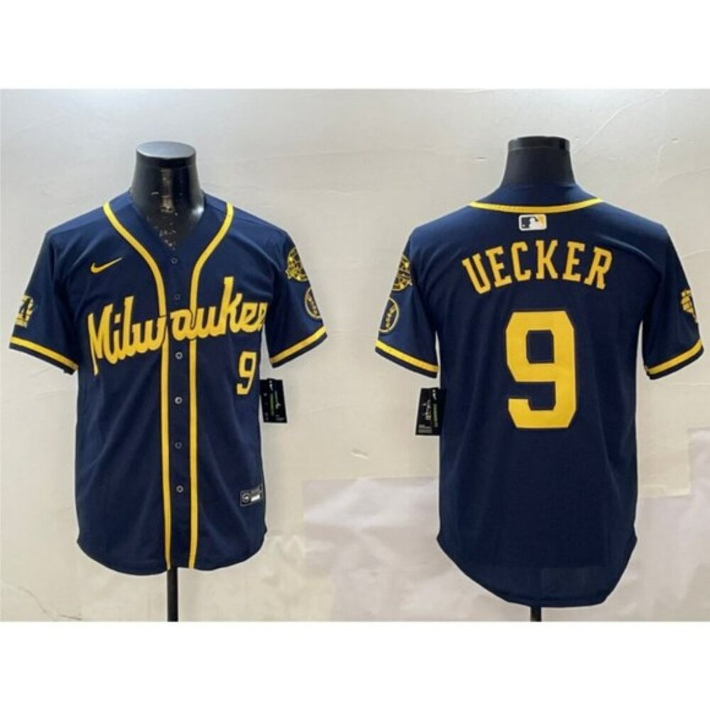 Mens Kids  Bob Uecker Navy Stitched Jersey